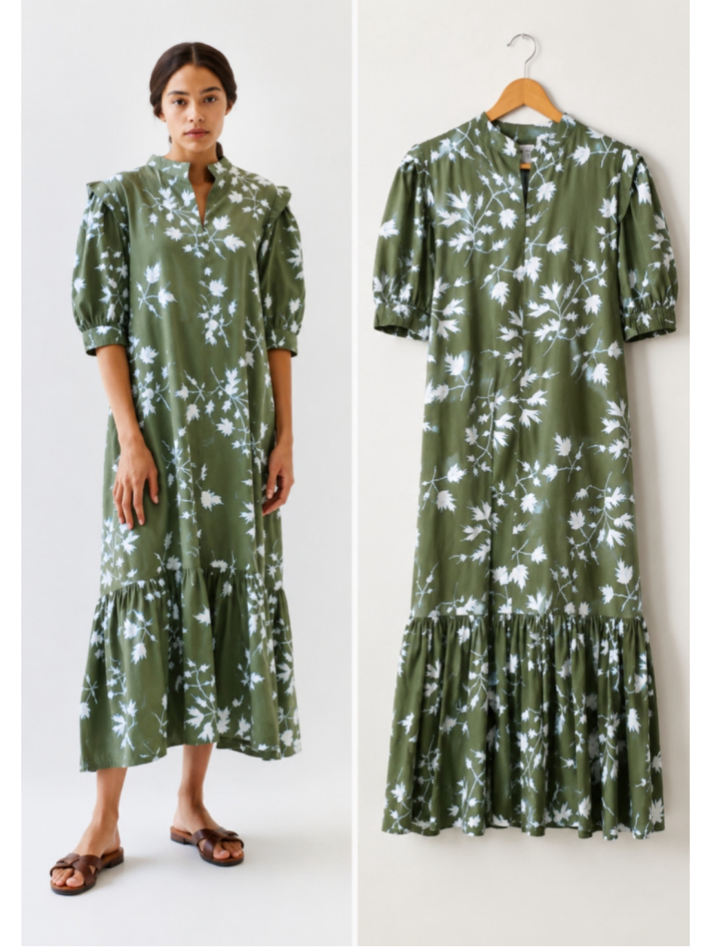 Women's Mirth Venice Green Floral Midi Dress Size XS